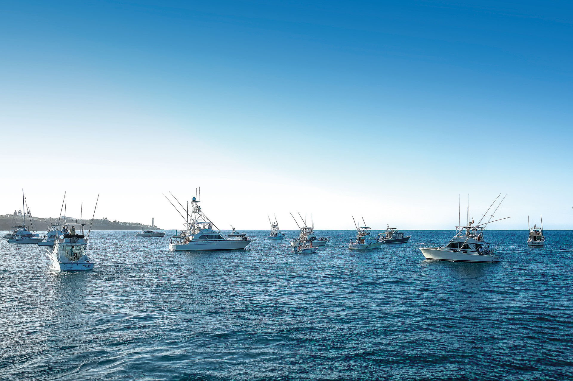  Die Flotte der 38 teilnehmenden Boote wartet im Morgenlicht auf den Startschuss um 09.15 Uhr.  