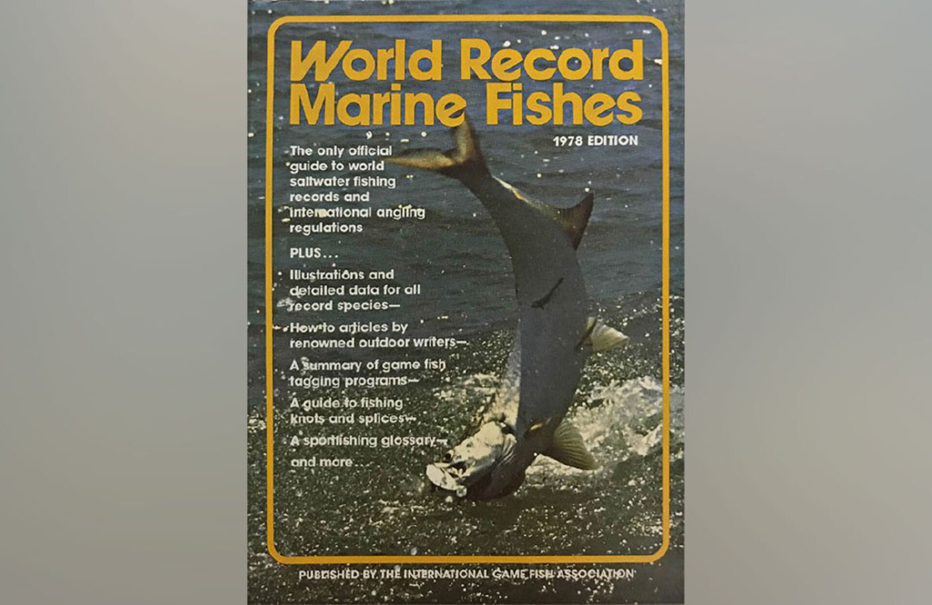  Das jährlich erscheinende Buch «Weltrekord-Meeresfische» war 1978 erstmals vollgestopft mit Farbfotos, Anzeigen und Leitartikeln, die von einigen der führenden Outdoor-Autoren der damaligen Zeit verfasst wurden. © IGFA  