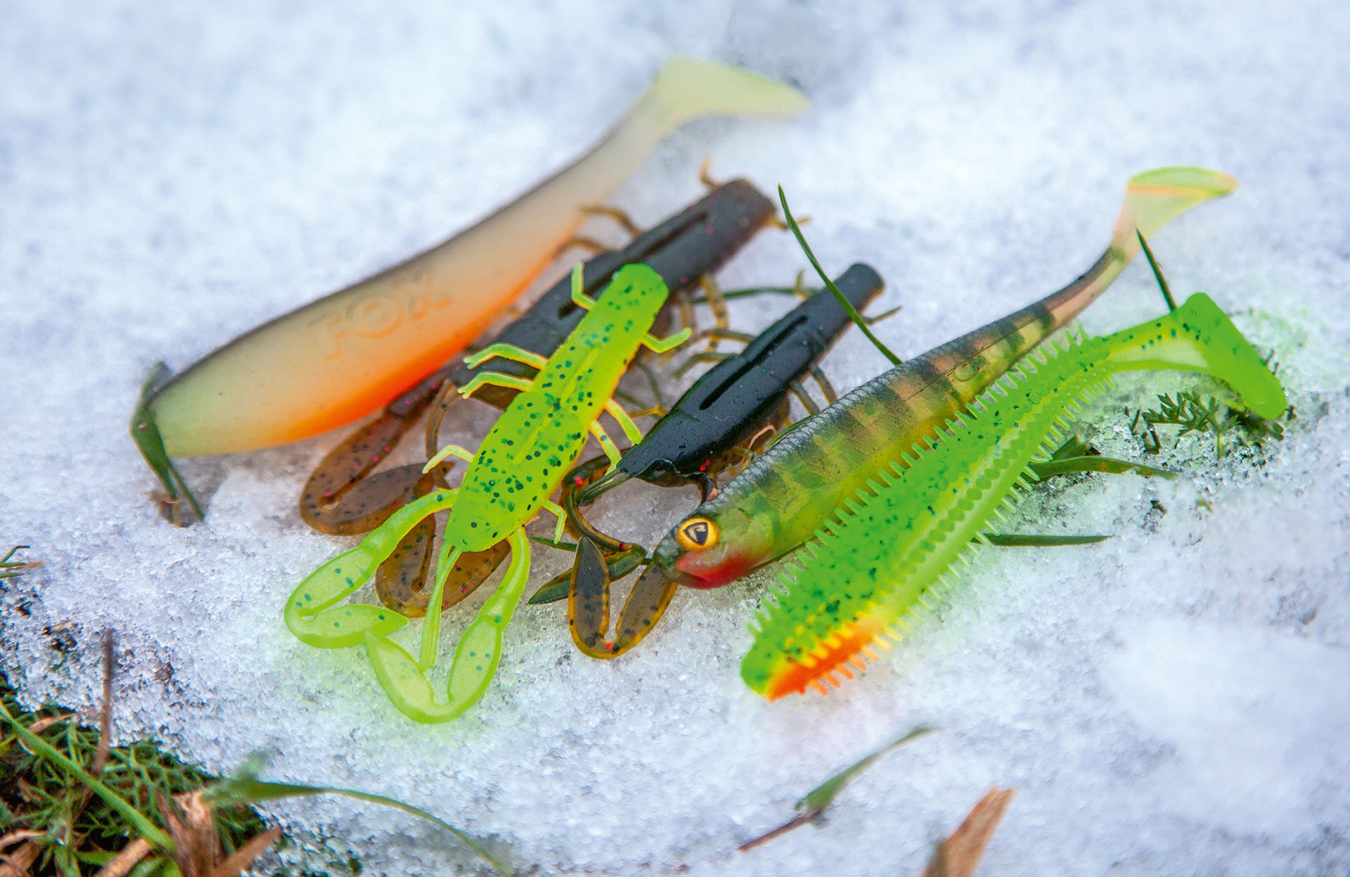  Unterschiedlichste Gummis von Shads bis zu Creature Baits funktionieren am Kickback-Rig.  