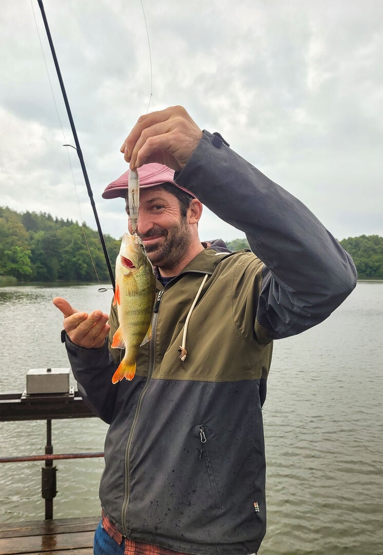  Hier hat ein Egli den 100er-Sammy genommen. Fische ich hingegen mit dem kleineren 65er-Modell, steigt statt der angepeilten Egli auch mal Meister Esox ein …  © Ruben Rod  